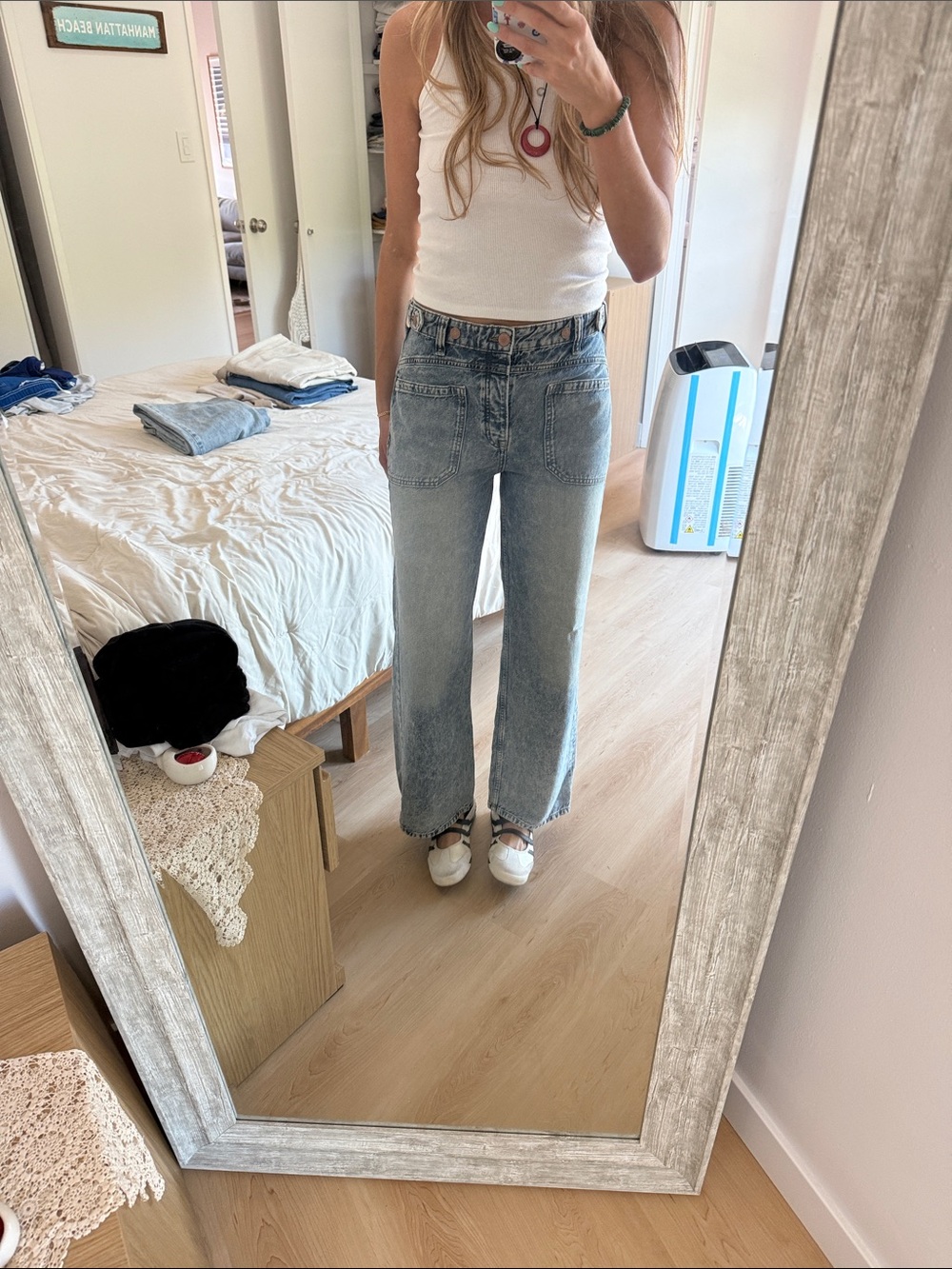 Free People Light Blue Wide-Leg Jeans